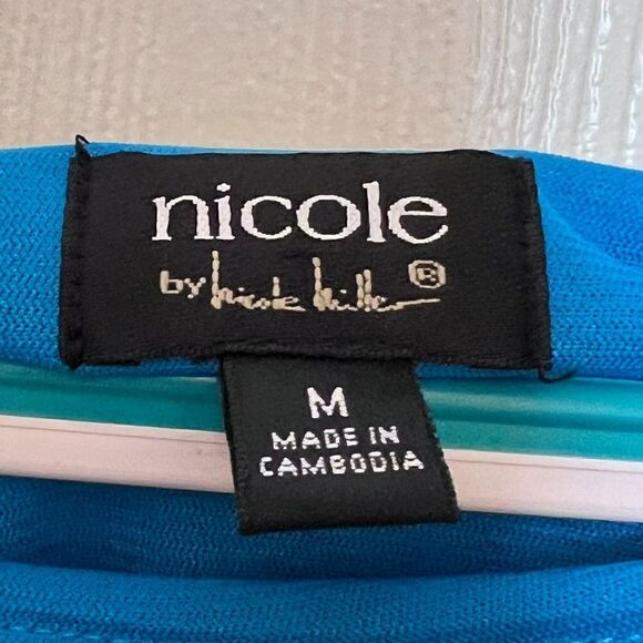 Nicole Miller Turquoise/Black/Multicolor Butterfly Dress Size M - Picture 4 of 7